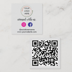 Verbinde dich mit uns   Social Media QR Code Moder Quadratische Visitenkarte