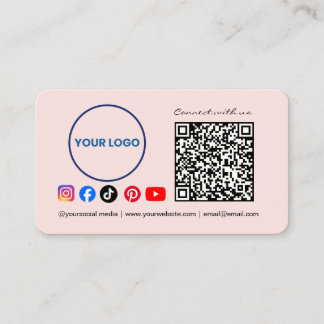 Verbinde dich mit uns Social Media QR Code Pink Bu Visitenkarte
