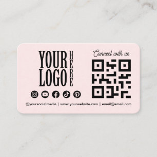 Verbinde dich mit uns Social Media QR Code Pink Ge Visitenkarte