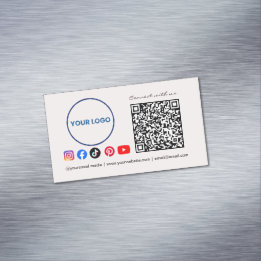 Verbinde dich mit uns Social Media QR Code Rosa Ge Magnetische Visitenkarte