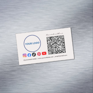 Verbinde dich mit uns Social Media QR Code Rosa Ge Magnetische Visitenkarte
