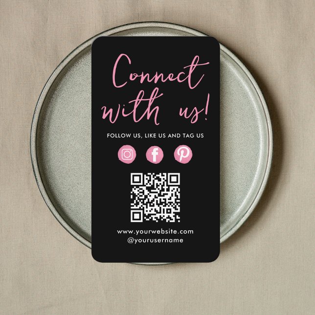 Verbinden mit QR-Code Social Media-Logo rosa Visitenkarte (Von Creator hochgeladen)
