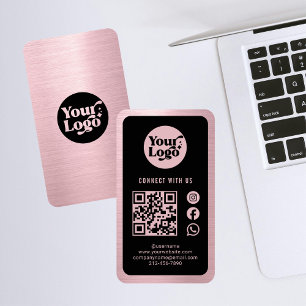 Verbinden Sie die Black Rose des Logos Gold QR Cod Visitenkarte