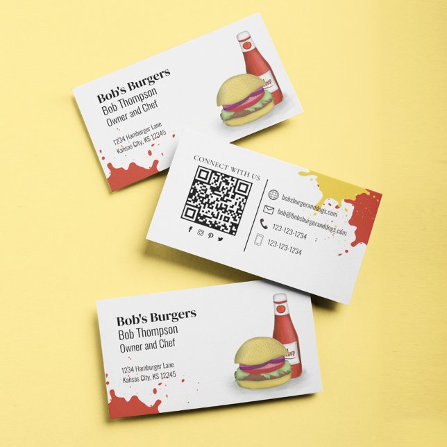 Verbinden Sie mich mit QR Code Einfach Hamburger Visitenkarte (Hamburger business card template.)