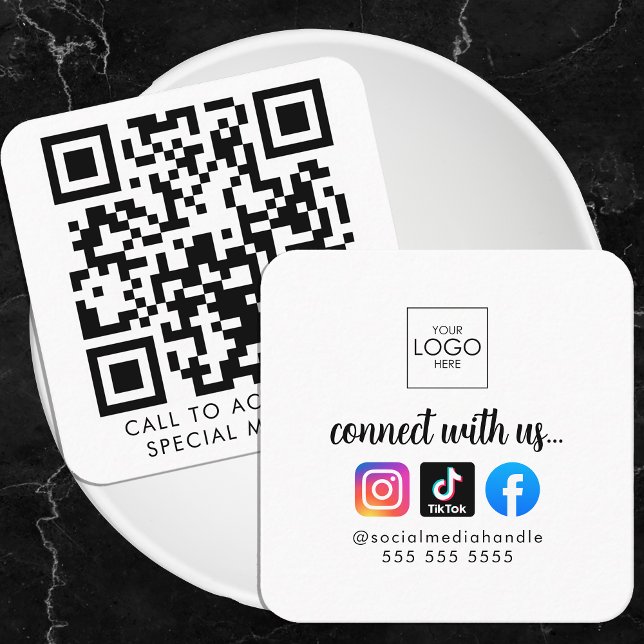 Verbinden Sie mit dem modernen QR-Code für Social  Quadratische Visitenkarte (Von Creator hochgeladen)