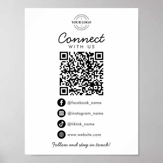 Verbinden Sie mit dem QR-Code-Business-Logo der US Poster (Vorne)