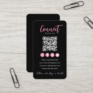 Verbinden Sie mit dem schwarzen QR-Code der rosa S Visitenkarte