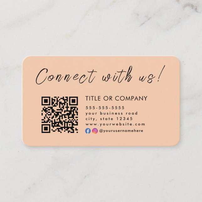 Verbinden Sie mit Instagram Facebook Qr Code Visitenkarte (Vorderseite)