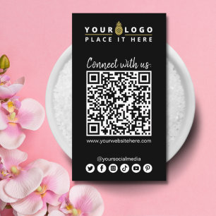 Verbinden Sie mit QR-Code Social Media Simple Blac Visitenkarte