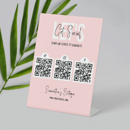 Verbinden Sie mit uns 3 QR Codes Social Media Blus Sockelschild