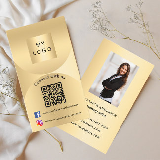 Verbinden Sie mit uns Gold Foto Qr Social Media Pr Visitenkarte