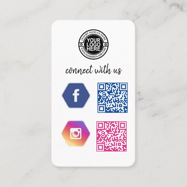 Verbinden Sie mit uns | QR-Code für soziale Medien Visitenkarte (Vorderseite)