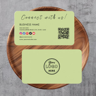 Verbinden Sie mit uns Qr Code Social Media Lime Gr Visitenkarte