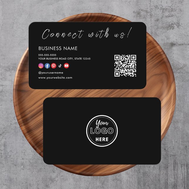 Verbinden Sie mit uns Qr Code Social Media Logo Bl Visitenkarte (Von Creator hochgeladen)