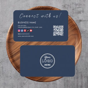 Verbinden Sie mit uns Qr Code Social Media Navy Bl Visitenkarte