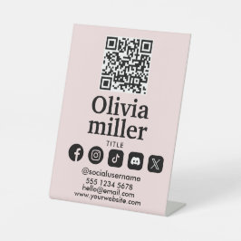 Verbinden Sie mit uns | QR-Kodex für soziale Medie Sockelschild