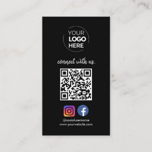 Verbinden Sie mit uns Social Media QR Code Black Visitenkarte
