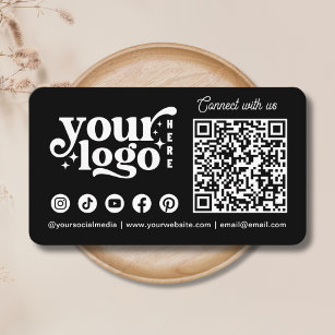 Verbinden Sie mit uns Social Media QR Code Black Visitenkarte