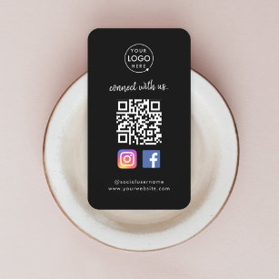Verbinden Sie mit uns   Social Media QR Code Black Visitenkarte