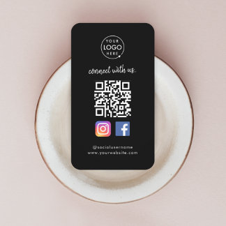 Verbinden Sie mit uns | Social Media QR Code Black Visitenkarte