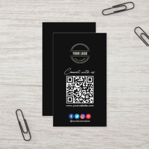Verbinden Sie mit uns   Social Media QR Code Black Visitenkarte