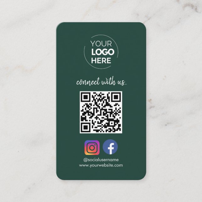 Verbinden Sie mit uns | Social Media QR Code Emera Visitenkarte (Vorderseite)