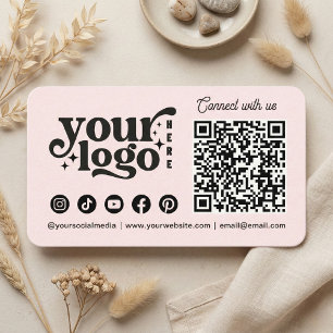 Verbinden Sie mit uns Social Media QR Code Rosa Visitenkarte
