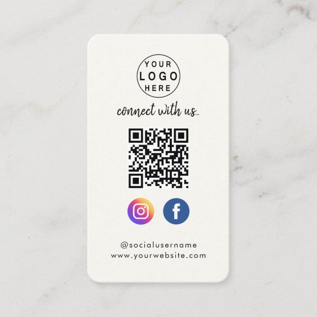 Verbinden Sie mit uns | Social Media QR Code White Visitenkarte (Vorderseite)