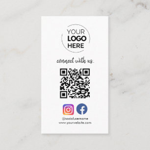 Verbinden Sie mit uns   Social Media QR Code White Visitenkarte