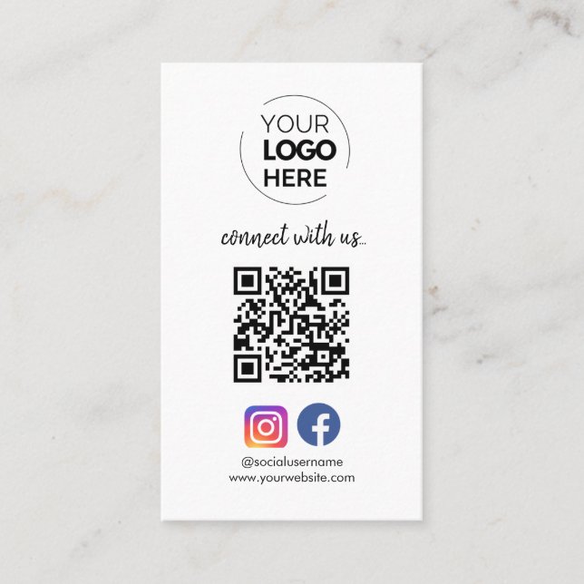 Verbinden Sie mit uns | Social Media QR Code White Visitenkarte (Vorderseite)