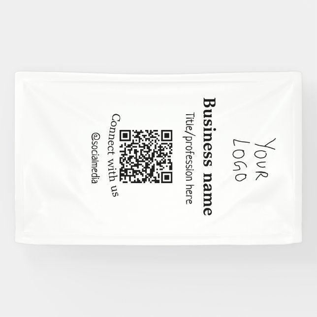 Verbinden Sie mit unserem Firmenlogo QR Social Med Banner (Horizontal)