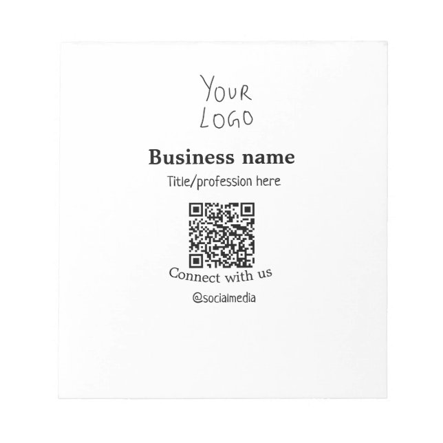 Verbinden Sie mit unserem Firmenlogo QR Social Med Notizblock (Vorderseite)