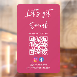 Verbinden Sie mit US Instagram Facebook Hot Pink Fensteraufkleber