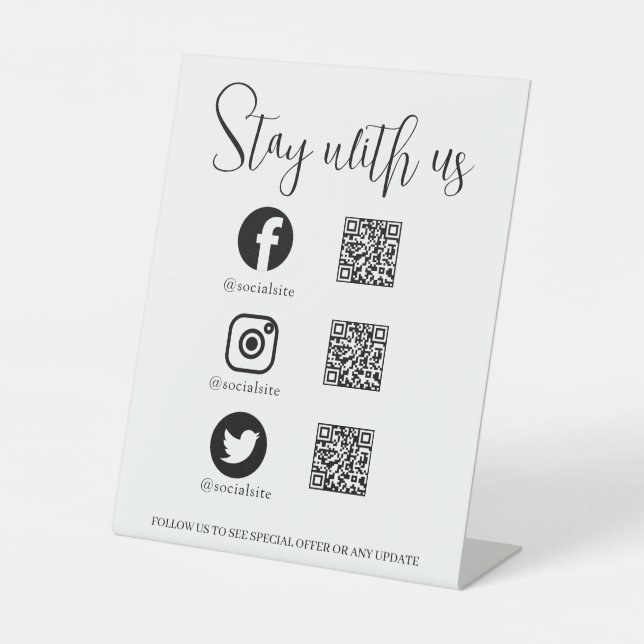 Verbinden Sie QR-Code Social Media Display Podest  Sockelschild (Vorderseite)