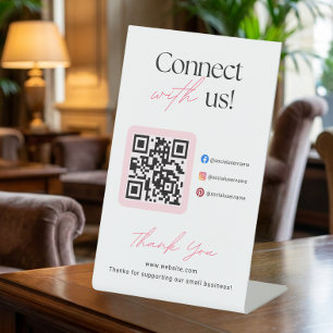 Verbinden Sie sich mit uns Social Media QR Code Ge Sockelschild