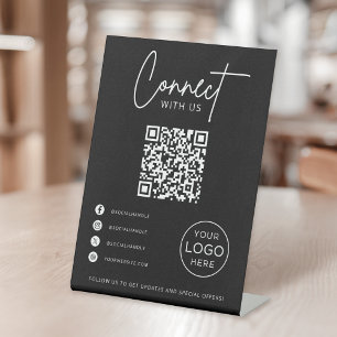 Verbinden Sie sich mit uns Social Media QR Code Ge Sockelschild