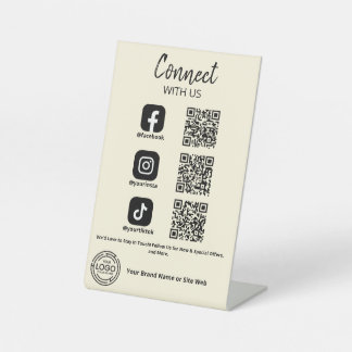 Verbinden Sie uns mit dem QR-Code für Social Media Sockelschild