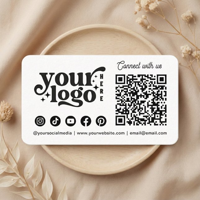 Verbinden Sie uns mit Social Media QR Code White Visitenkarte (Connect with us Social Media QR Code White Business Card)