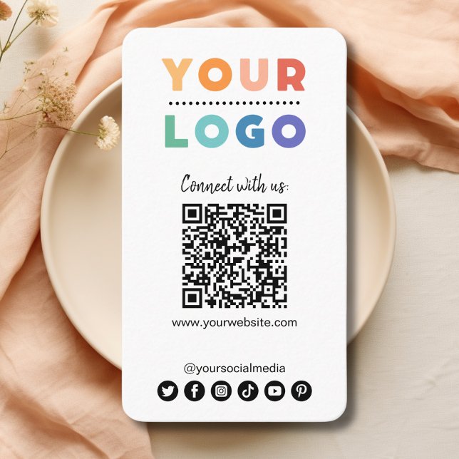 Verbinden Sie uns mit Social Media QR Code White Visitenkarte (connect with us business card white)