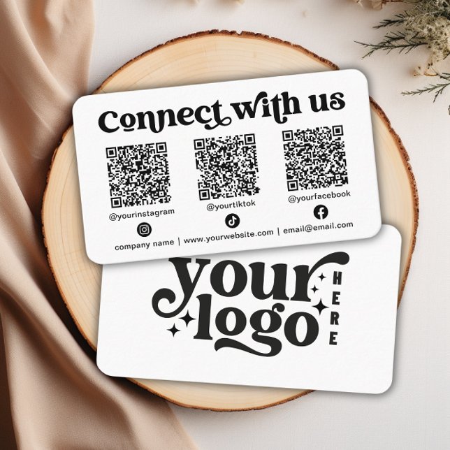 Verbinden Sie uns mit Social Media QR White Busine Visitenkarte (Connect with us Social Media QR White Business Business Card)