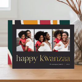 Verbindung | 3 Foto Kwanzaa Folien Feiertagskarte