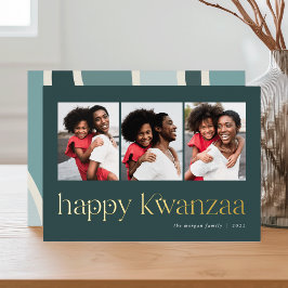 Verbindung | 3 Foto Kwanzaa Folien Feiertagskarte