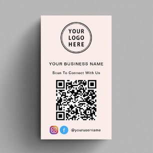 Verbindung mit dem QR-Code des US-Logos rosa Visitenkarte