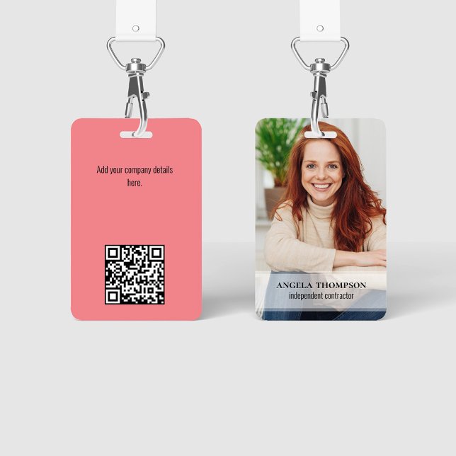 Verbindung mit mir | QR Code Einfaches Modernes Fo Ausweis (Simple photo badges with a full bleed photo template. )