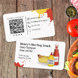 Verbindung mit mir | QR Code Simple Hotdog Modern Visitenkarte