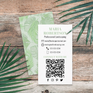 Verbindung mit mir QR Code Social Media Palm Blä Visitenkarte