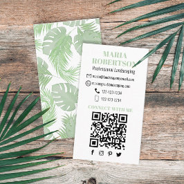 Verbindung mit mir | QR Code Social Media Palm Blä Visitenkarte