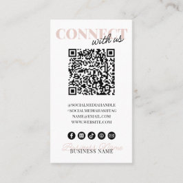 Verbindung mit QR Code Moderne rosa Script Company Visitenkarte