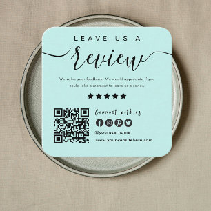 Verbindung mit QR Code Review US Tropical Blue Quadratische Visitenkarte