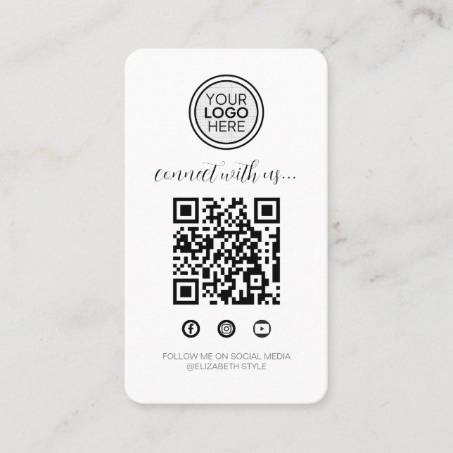 Verbindung mit uns Moderne minimale Berufliche QR Visitenkarte (Vorderseite)